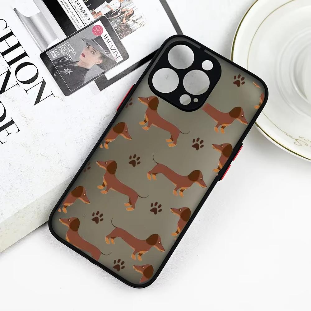 Милый Чехол для Телефона с Таксой и Бульдогом Для iPhone 17 Air 16e 15 14 13 12 11 Pro Max Plus Mini SE2020 2022 Мультяшная Собака Жесткая Крышка