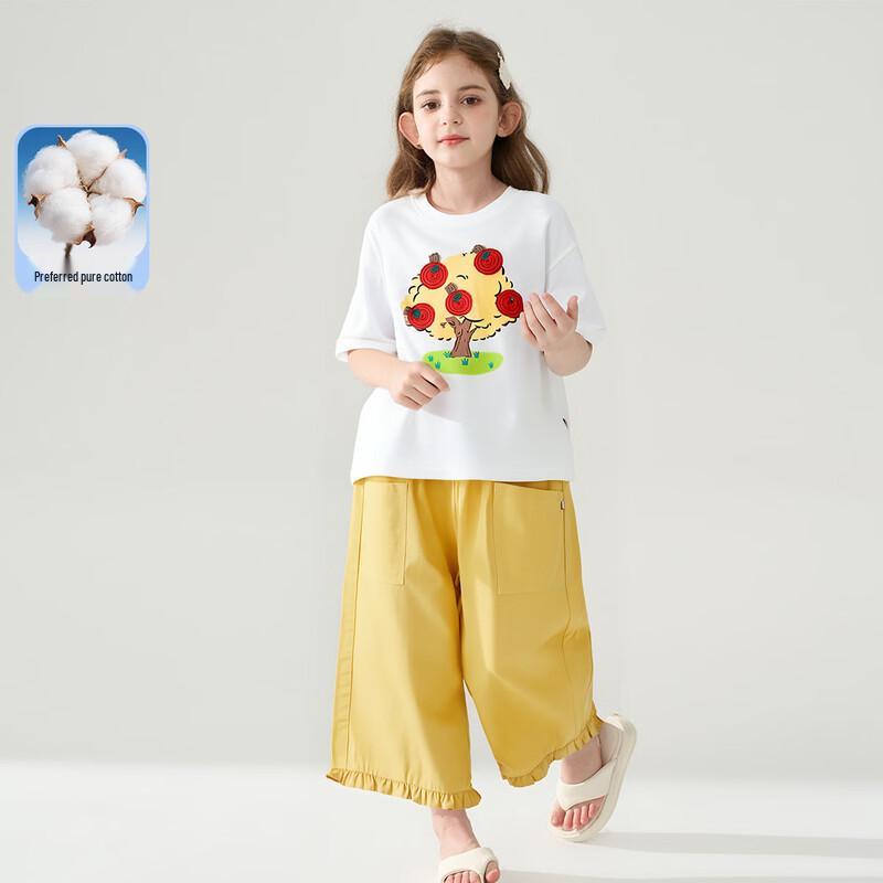 Montagut Girls' Apple Print Cotton Summer Two-Piece Set