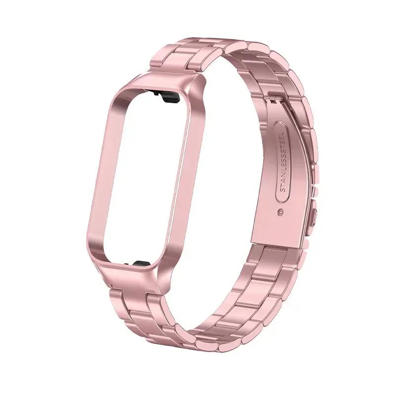 Ремешок из нержавеющей стали для умного браслета Xiaomi Band 8 Active, аксессуары для ремешка умных часов, металлический браслет, защитный чехол для Mi Band 8 Active