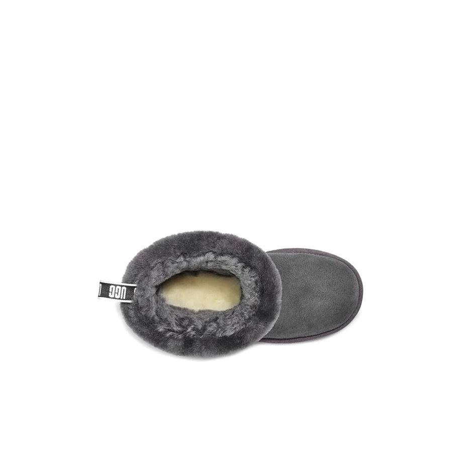 UGG Fluff Mini Quilted Fleece Snow Boots Kids Boots Gray 1103612T-CHRC