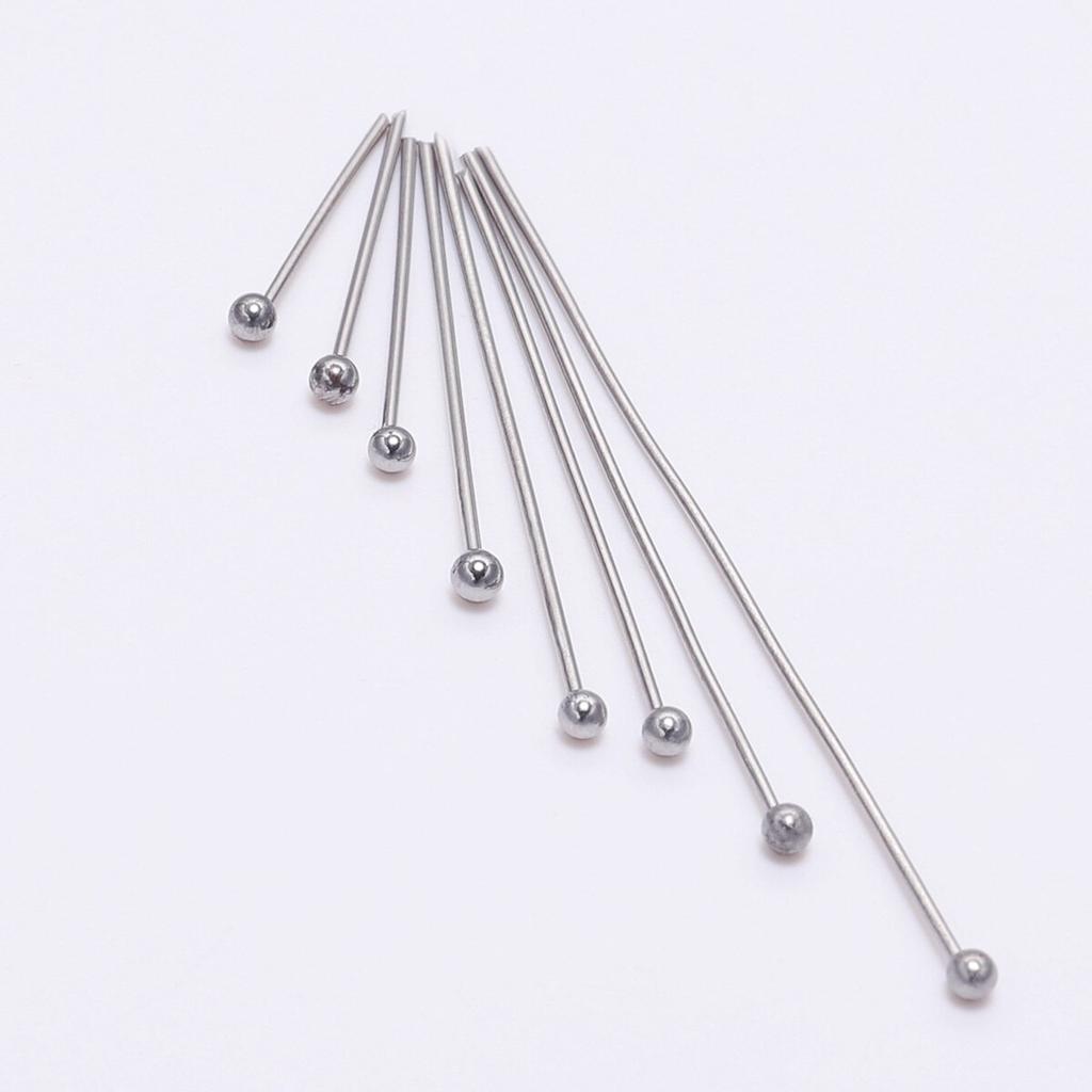 100pcs/Lot 15 20 30 40 50mm Stainless Steel Ball Head Pins For DiY Jewelry Making Head Pin Findings Accessories Dia 0.6mm