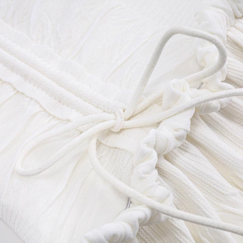 Летняя мода Франция Платье с низким вырезом Женщины с коротким рукавом Тонкие мини-платья с рюшами Женские вечерние повседневные элегантные облегающие платья на шнуровке для отпуска Женщина