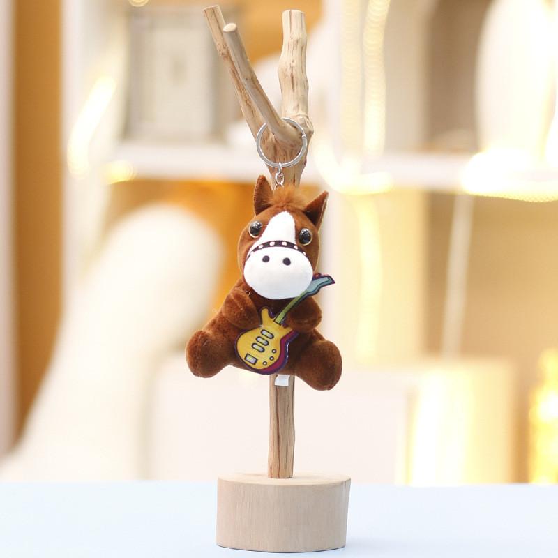 Plush Mini Pony Keychain Animal Keyring With Guitar For Girls Gift And Bag Decor