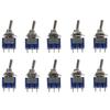 10 шт. 33 мм / 1,3" Мини-тумблер Металлический, Пластиковый 3-контактный 2-позиционный Миниатюрный тумблер 6 мм / 0,24" Синие переключатели для автомобиля, лодки