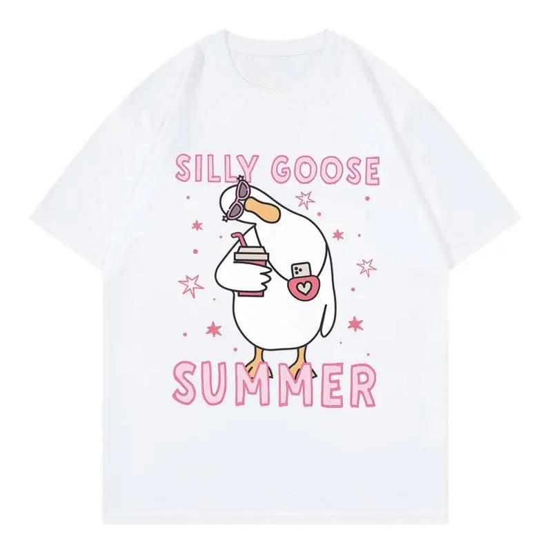 Funny Silly Goose Meme Graphic T Shirts Women Clothing Fashion Y2k Short Sleeve T-shirts Summer Casual Women T-shirt