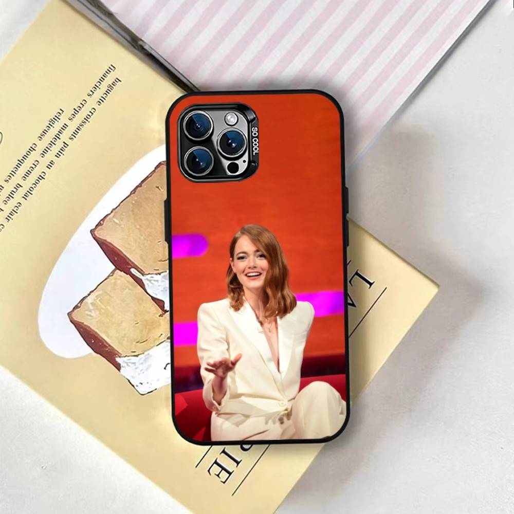 Emma Stone Phone Case For iPhone 17,16,15,14,13,12,11 Plus,Pro Max,XS,Colored Silver Plated Inside Cover