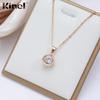 Kinel Shiny Zircon Glossy Ball Pendant Necklace For Women Rose Gold Color Bride Wedding Jewelry