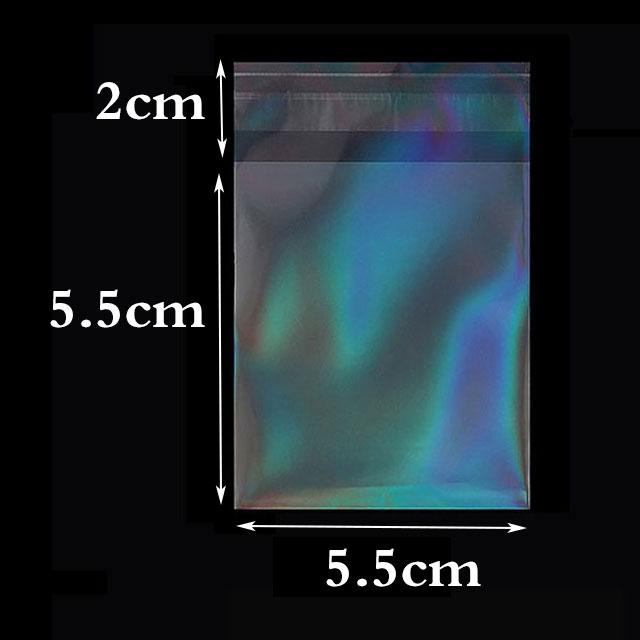 50pcs Transparent Holographic Laser Self Adhesive Bag Aurora Color Pouches for DIY Jewelry Badge Gift Package Storage Bags
