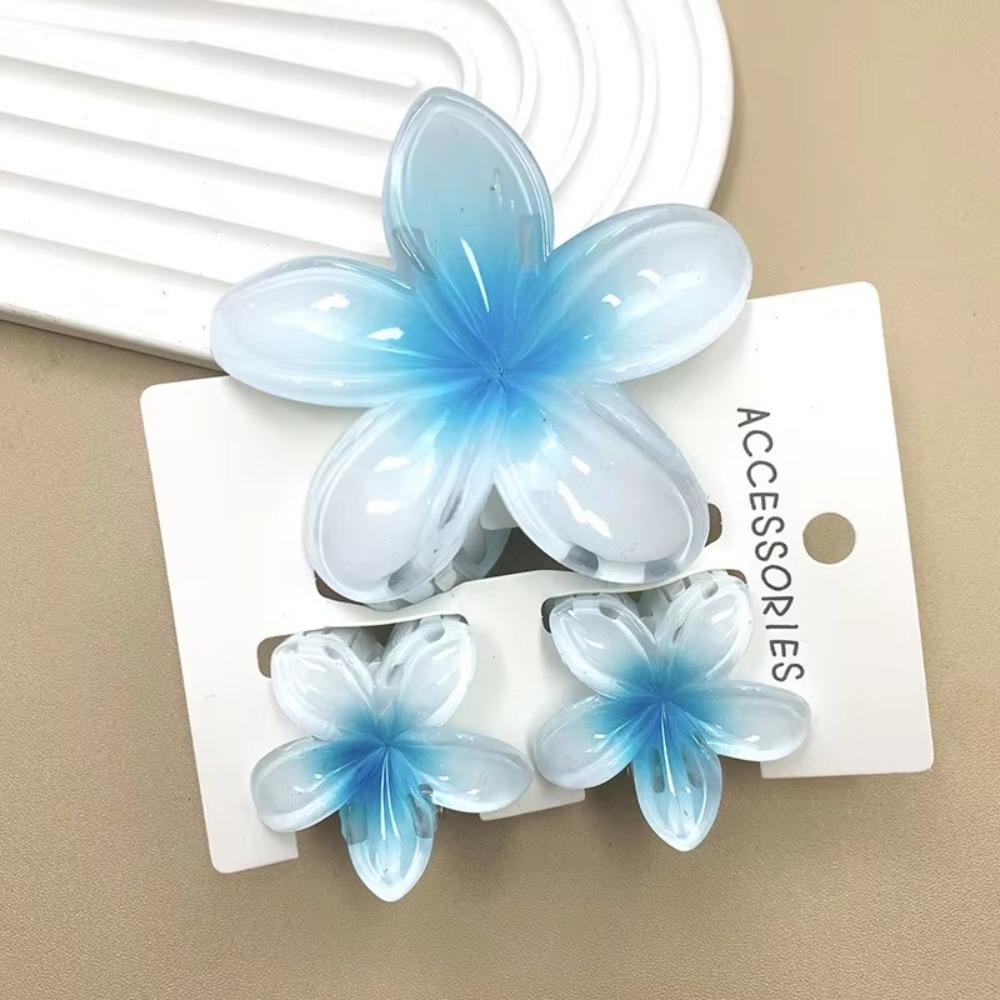 3Pcs/Set Acrylic Hair Claws Plumeria Flower Ponytail Clip Colorful Hair Accessories Summer