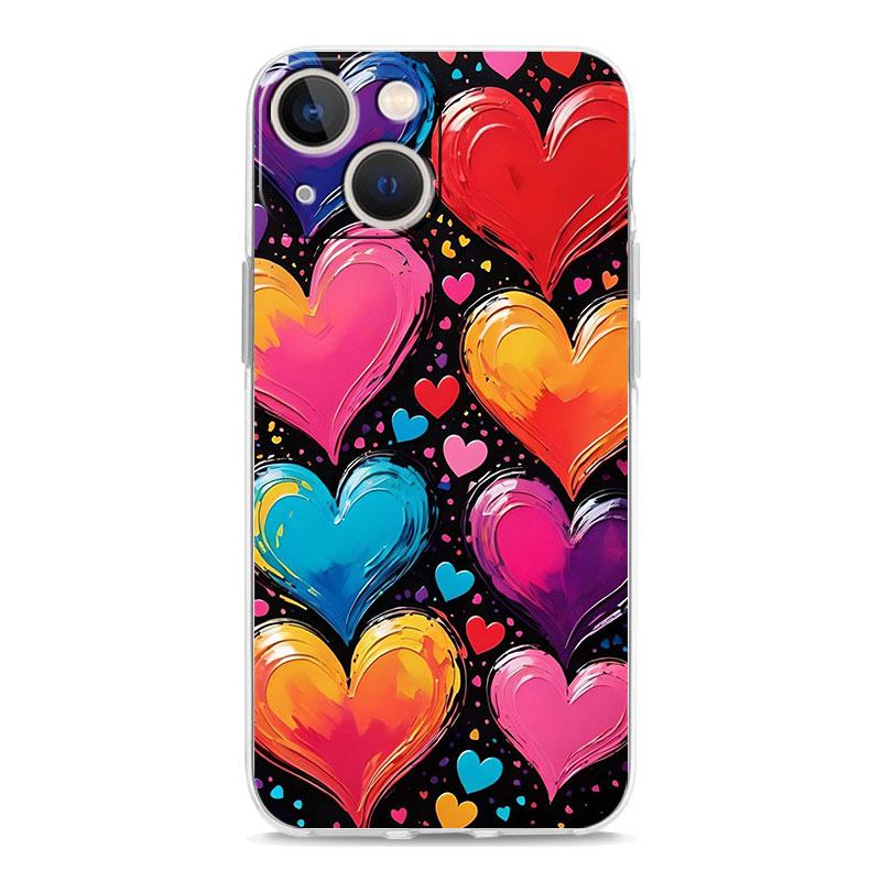 Чехол для iPhone 16 Чехлы iPhone 15 12 13 14 16 Pro Max X XR XS Max 15 Plus iPhone11 Чехол Масляная живопись Граффити Сердце