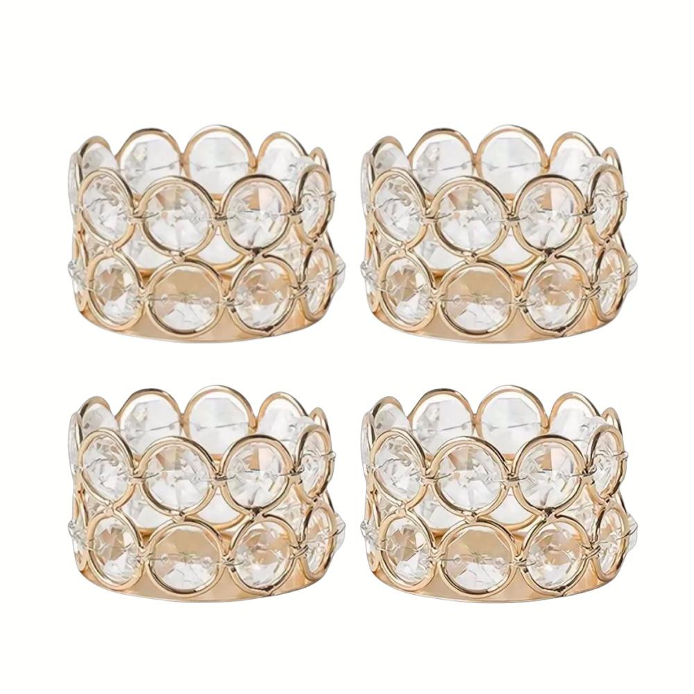4 шт. серебристо-золотистых хрустальных подсвечника для чайных свечей для дома, стола, спальни, центрального элемента, свадьбы, семейного праздника, декора, креативных подарков