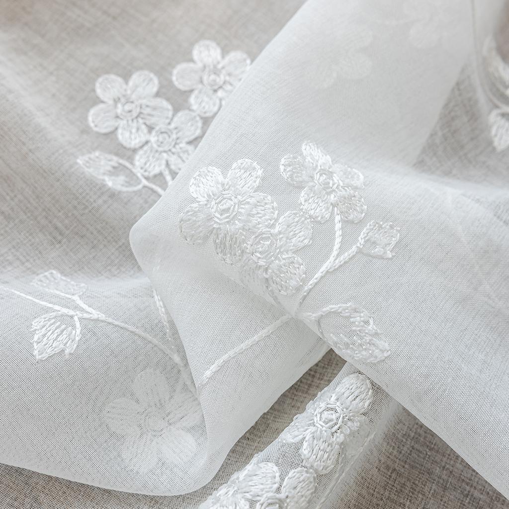 Вышитые шторы с цветочным узором для гостиной, спальни, балкона, светофильтрующие вуалевые драпировки на люверсах, всесезонные прозрачные оконные панели