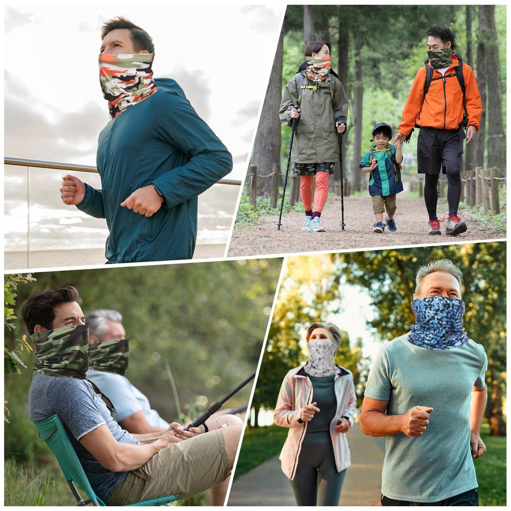 uxcell Summer Neck Sun Protection Face Fishing Neck Unisex Cooling and Breathable Bandana for Outdoor Camouflage Pink 2-Pack Gaiter, Mask, Warmer,