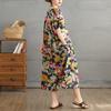 DIMANAF 2025 Women Plus Size Spring Summer Dress Casual Floral Dress Basic Vintage Loose Long Dress Maxi 9296