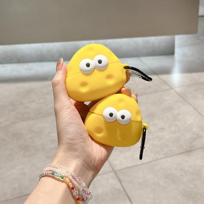 Чехол для Airpods Pro 2-го поколения, милый 3D-мультяшный чехол с большими глазами и желтым сыром для Airpods Pro, силиконовый чехол для наушников для детей