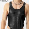INCERUN Summer Men Glitter Sleeveless Skinny Jumpsuits Party Casual Bodysuits