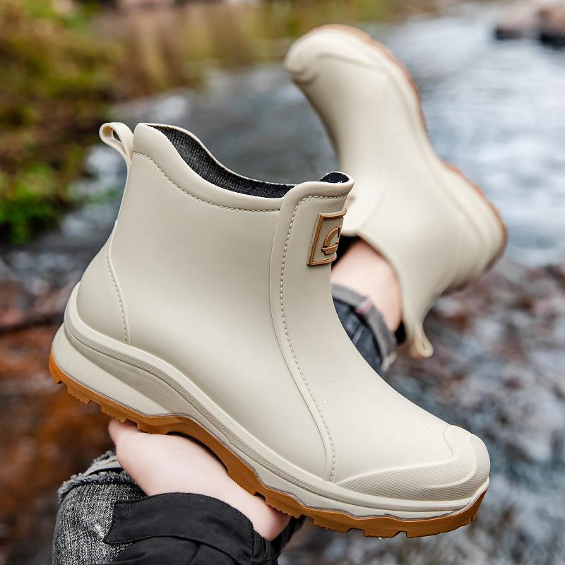 Утолщенные мужские короткие водонепроницаемые мужские и женские дождевые ботинки, нескользящие, износостойкие, для строительства, рыбалки, кухни, работы, резиновые ботинки