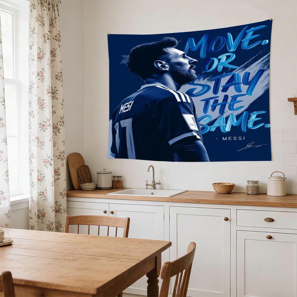 Messi Move Stay Same Large Size Wall Tapestry, Room Aesthetic Decor for Living Room Party Background