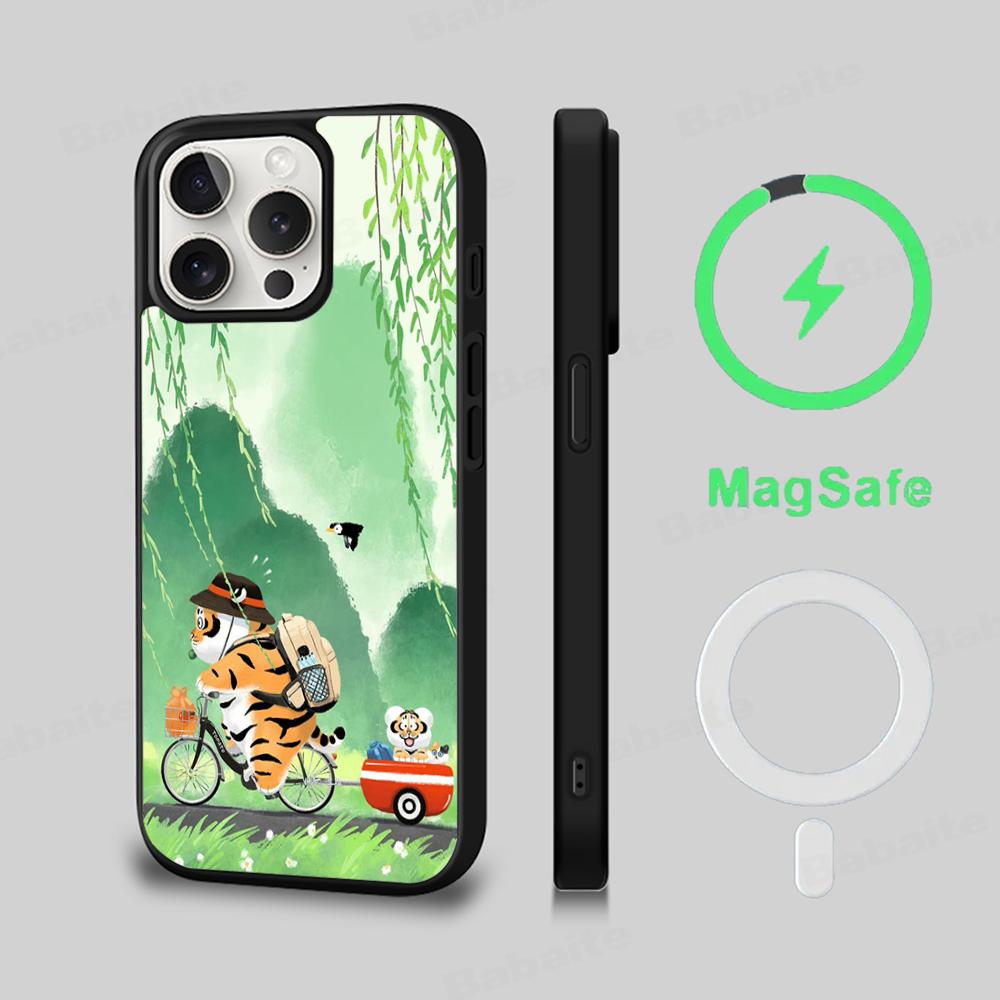 Funny Fat Tiger Phone Case Magnetic Case For IPhone 16 14 13 12 11 15 Pro Max Plus For Magsafe Wireless Charge Cover