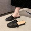 Модная женская сетчатая обувь-мюли, роскошные новые тапочки, балетки, сандалии 2025, дизайнерская обувь с вырезами, летние слинги, повседневная обувь с пряжкой, женская обувь
