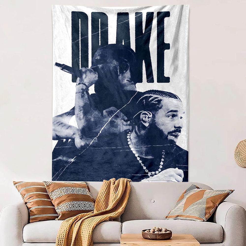 Drake Music Tapestry Wall Hanging, Rapper Album Poster Art, Hip Hop Wall Decor for Bedroom Dorm