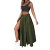 Women Round Neck Vest Elegant Women's Top Skirt Set with High Waist Split Maxi Skirt Sleeveless Crop Top Belt Solid Color