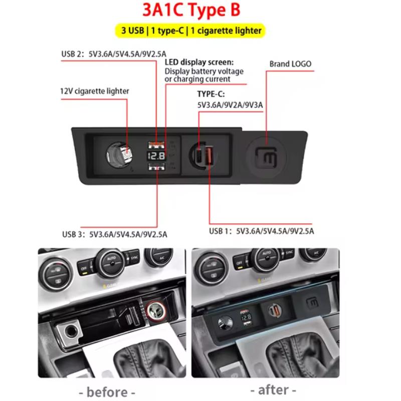 Новое автомобильное зарядное устройство для Volkswagen Passat B6 B7 CC R36 Разветвитель прикуривателя USB Быстрая зарядка в 2025