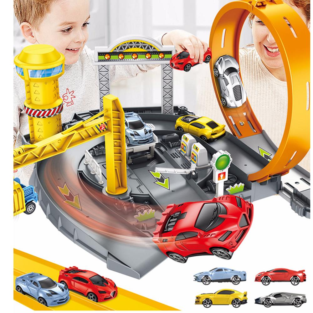 Rotate The Tracking Bounce Car Diy Tracks Parking Lot For Children Assembly Car Track Educational Toys For Boys Children's