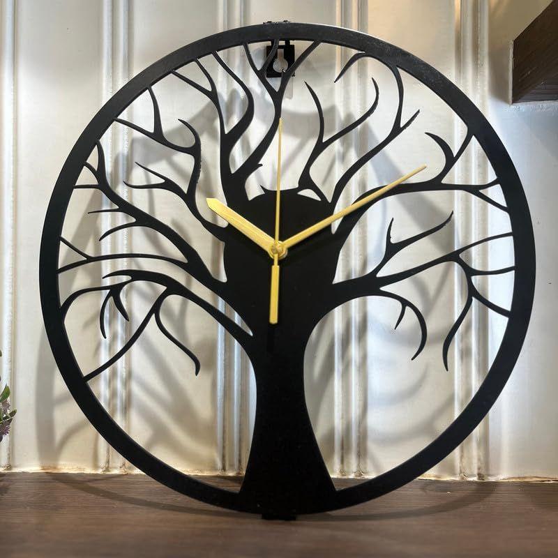 Stylish Modern Classic Design Wall Mount Clocks | Elegant 12-Inch Wall Hanging Timepiece for Home, Office, Living Room, Bedroom Decor (Tree Design)