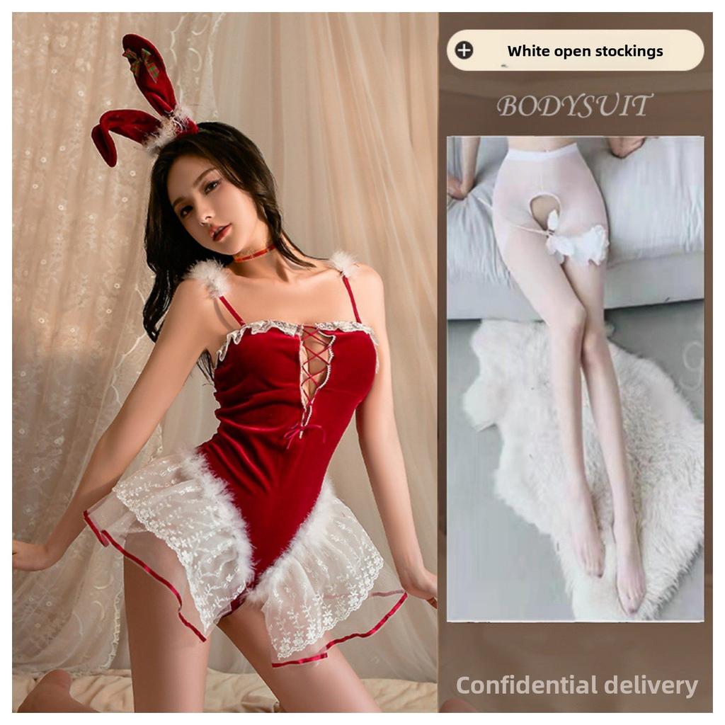 Sexy Christmas Lingerie Seduction Robe Uniform Suit Pajamas Sex Passion Winter Bunny
