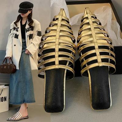 Модные летние женские модные шлепанцы на плоской подошве с закрытым носком и острым носком, с узкой перемычкой, женская обувь для платья, дышащие zapatillas de mujer