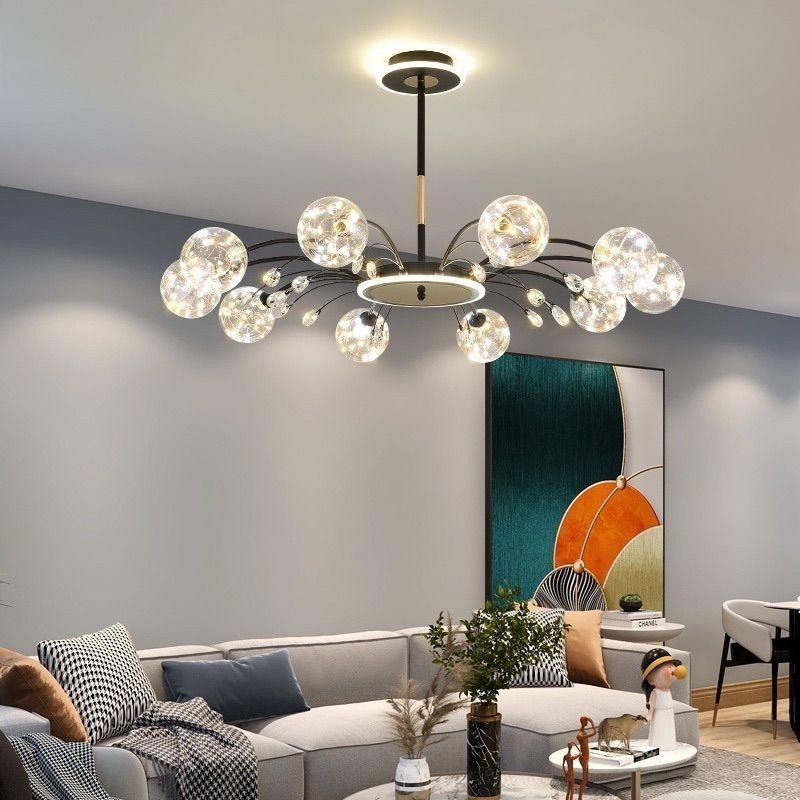 Nordic LED Chandeliers Indoor Glass Living Room Dining Bedroom Lighting Modern Hanging Ceiling Copper Lamp