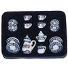 1:12 Miniature 15Pcs Porcelain Tea Cup Set Chintz Flower Tableware Kitchen