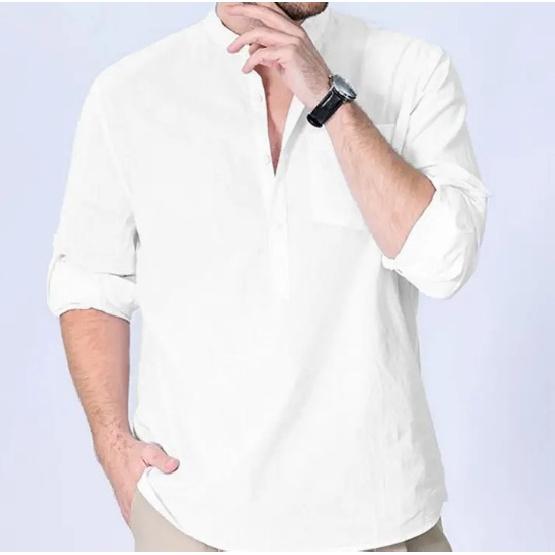 New Men'S Loose Casual Retro Coat Top Bottom Coat Cotton And Hemp Versatile Daily Classic Cardigan Beach Shirt Men'S Style