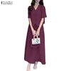 ZANZEA Women Short Sleeve Blouse and Long Skirts Summer Two Piece Suit Sets