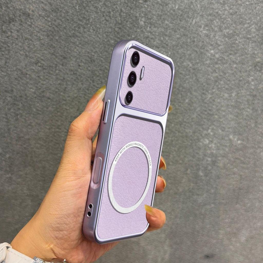 Улучшенный защитный чехол с большим вырезом для камеры для Vivo V23e 4G/5G, роскошный кожаный чехол с магнитным кольцом