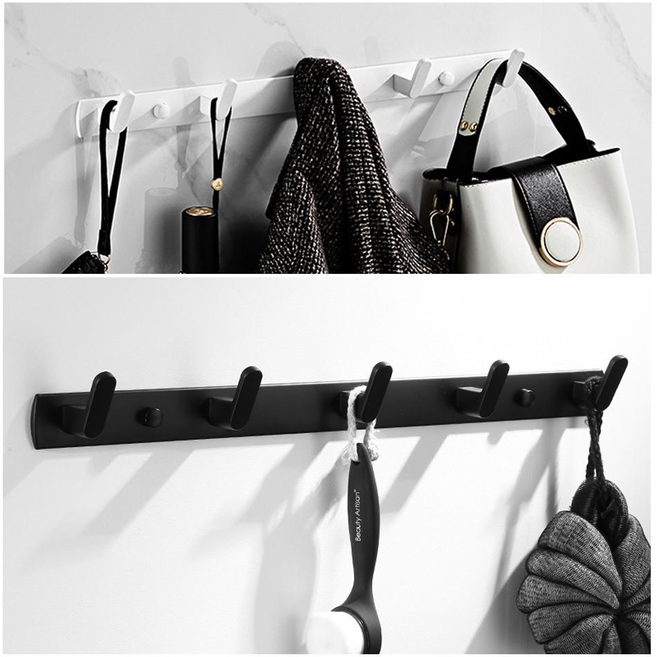 Алюминиевый крючок для халата, матовый золотой, белый, черный, креативный, 3, 4, 5, 6 рядов, настенный крючок для ванной, кухни, домашнего декора, держатель для ключей для полотенец