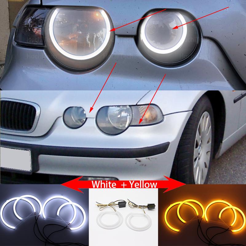 For BMW 3 Series E46 316i 318i 320d 320i 323i 328i 330i 325xi 330d 1998-05 Switchback Cotton Light LED Angel Eye Dual Color