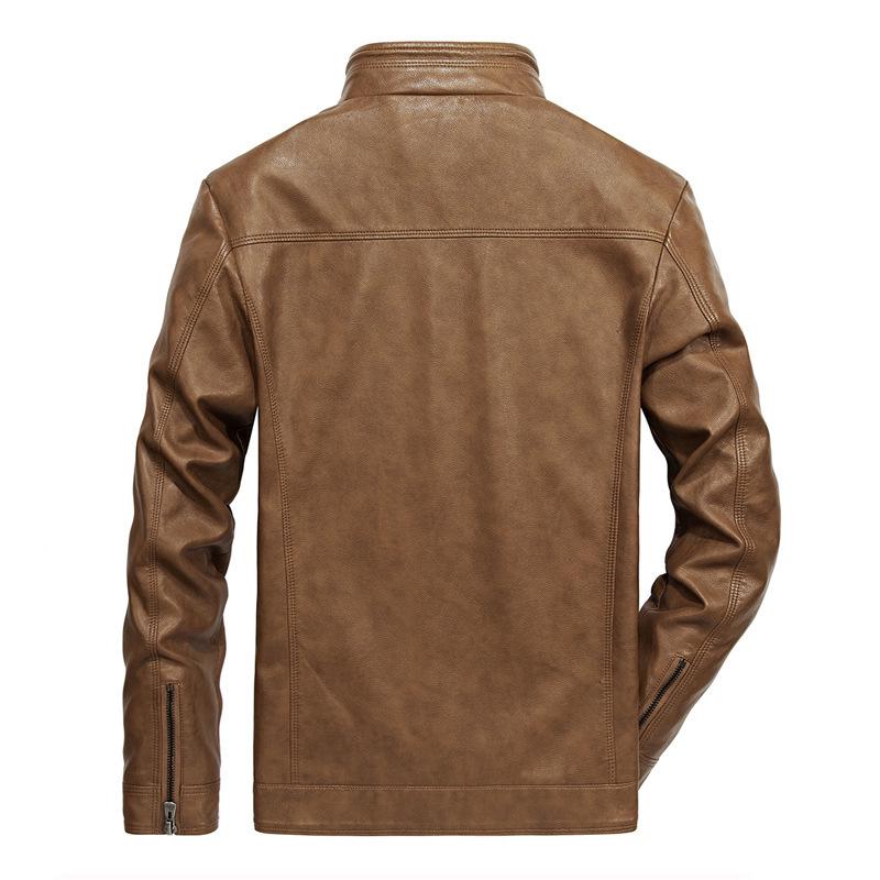 Men's autumn and winter new men's locomotive fleece leather jacket handsome casual youth jacket