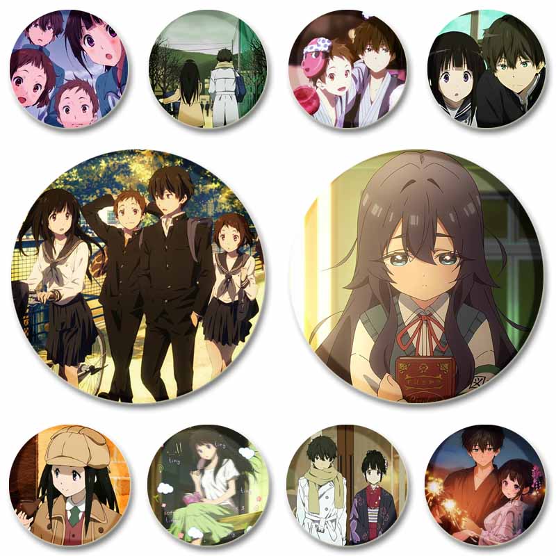 Милые аниме-значки из эмали Hyouka для одежды, сумок, шляп, ювелирные аксессуары, мультяшная круглая брошь, значок персонажа Эру Читанда, игрушки, подарки