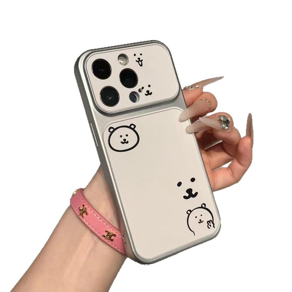 Самоироничный Медведь Чехол для iPhone 16 Pro Max/Apple 17 с гальваническим покрытием и Наклейка на окно