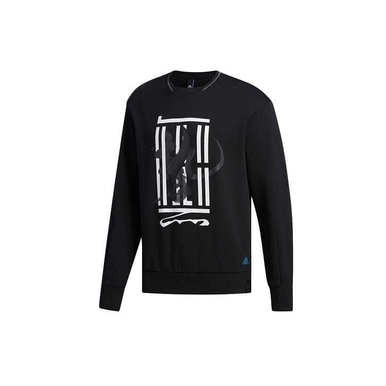 adidas Толстовки Мужские Черные С Круглым Вырезом Умеренные Обычные FM9345