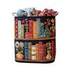 Boho Fabric Floral Storage Hamper with Handle Portable Clothes Storage Basket Large Capacity for Bathroom Bedroom Nursery