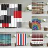 Wooden Door Shower Curtains Bathroom Curtain Stripes Letters Printed Waterproof Bath Screen Curtain for Home Decor with Hooks