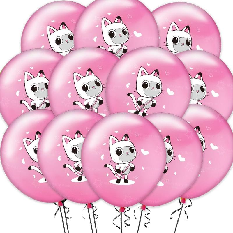 Gabby Dollhouse Balloons 12inch Gabbys Cat Birthday Decoration Latex Ballon Balloon Party Favors Round Ball DIY Decorations