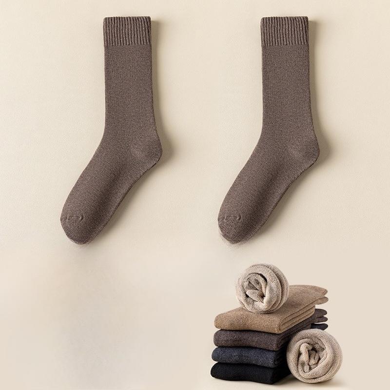 Мужские осенне-зимние новые толстые носки-гольфы с плюшем, дезодорирующие, однотонные