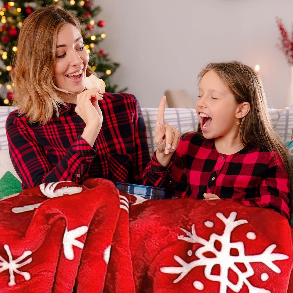 Рождественский красный снежинки Принт Плед для дивана Путешествий Кемпинга Гостиной Офиса Кондиционирующий Плед на все сезоны Подарки