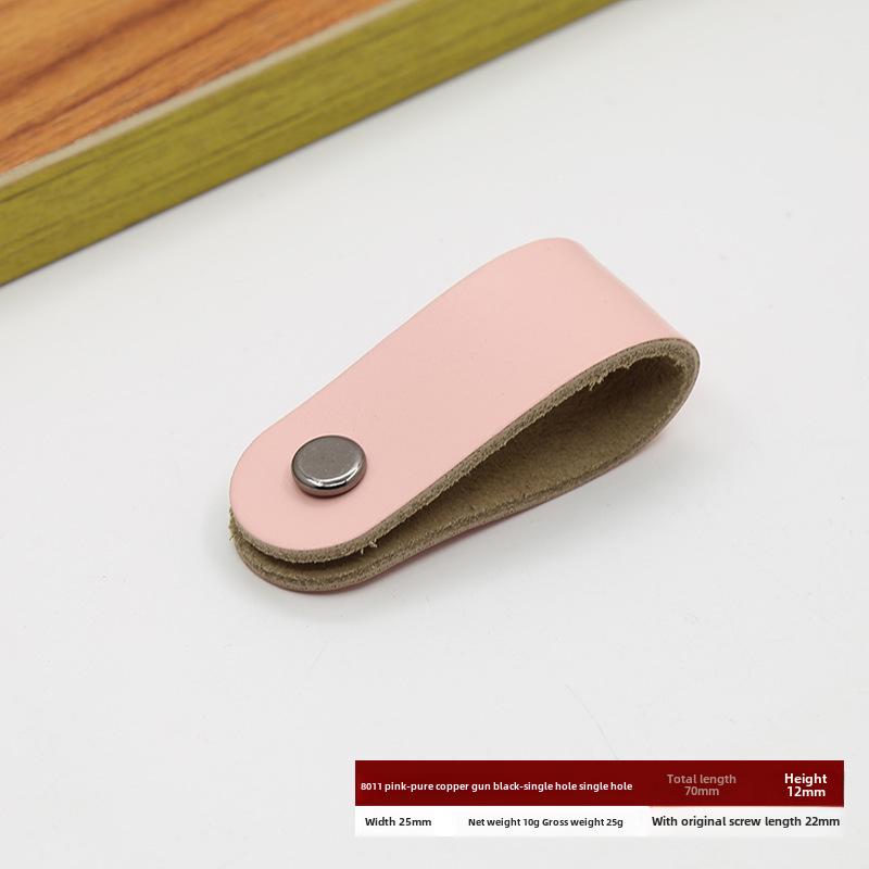 Кожаная ручка для дверцы шкафа и ящика, одно отверстие, вставки из чистой меди