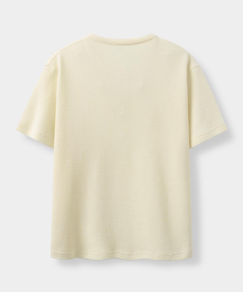 Waffle Henley с коротким рукавом_Кремовый