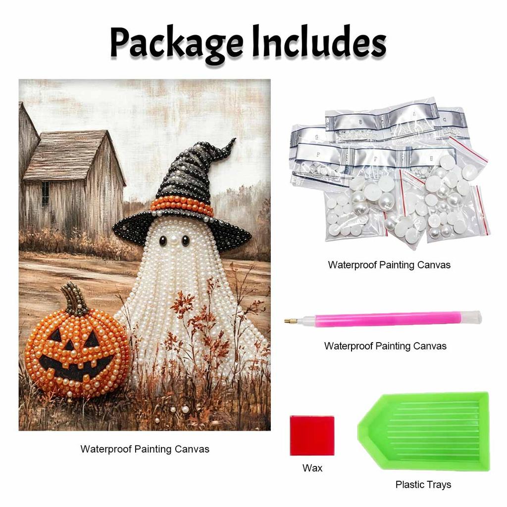 Halloween pearl painting art full pearl handmade diy ghost and pumpkin home decorations